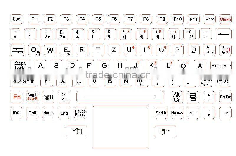 silicone rubber keyboard with touchpad,function keys and desktop