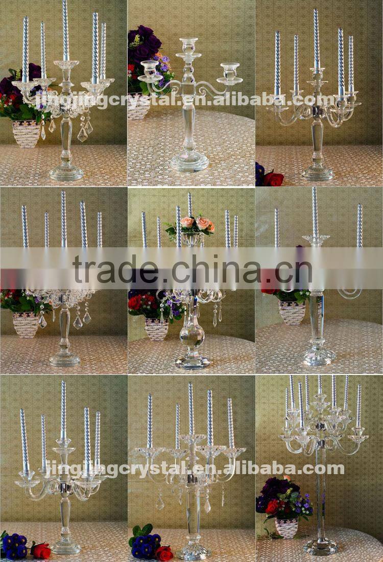 Import India crystal glass candle holder for wedding table decorations