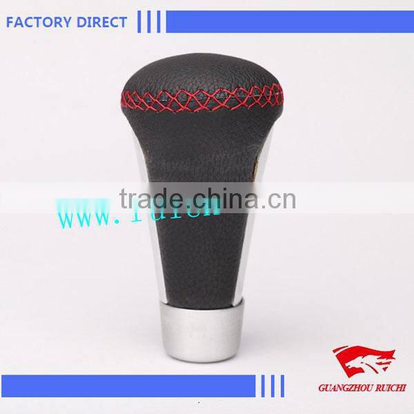 Universal Auto Gear Lever Shift Knob Leather Red Stitch Supplier