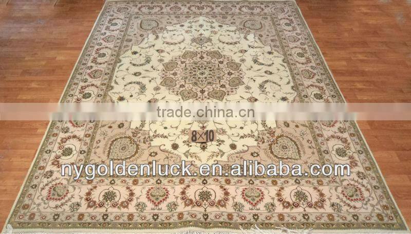 8x10ft kashmir ivory wool and silk carpet