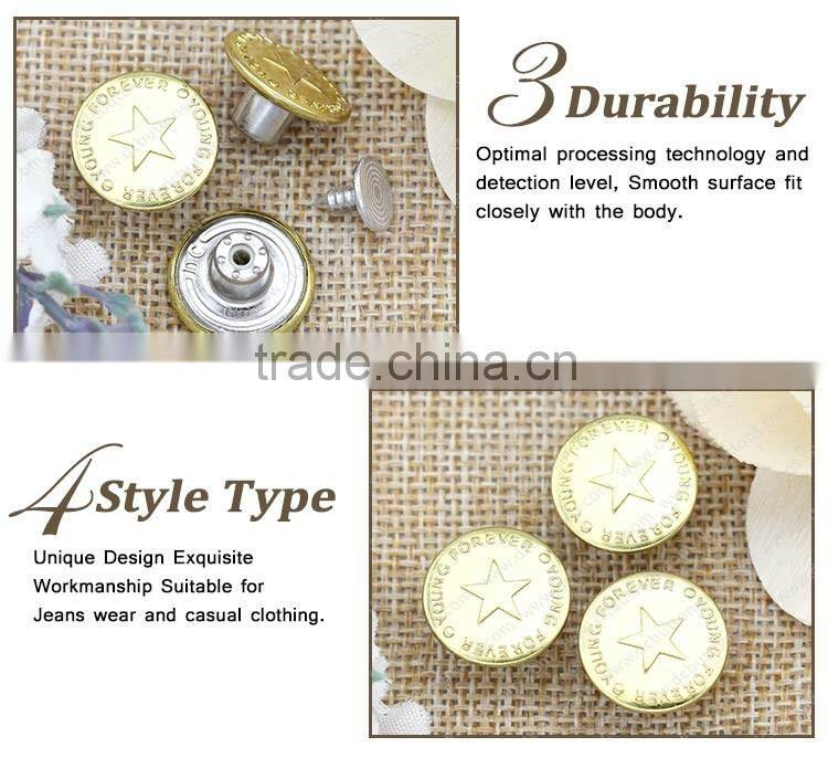 17mm fashion metal custom jean blue button for jacket
