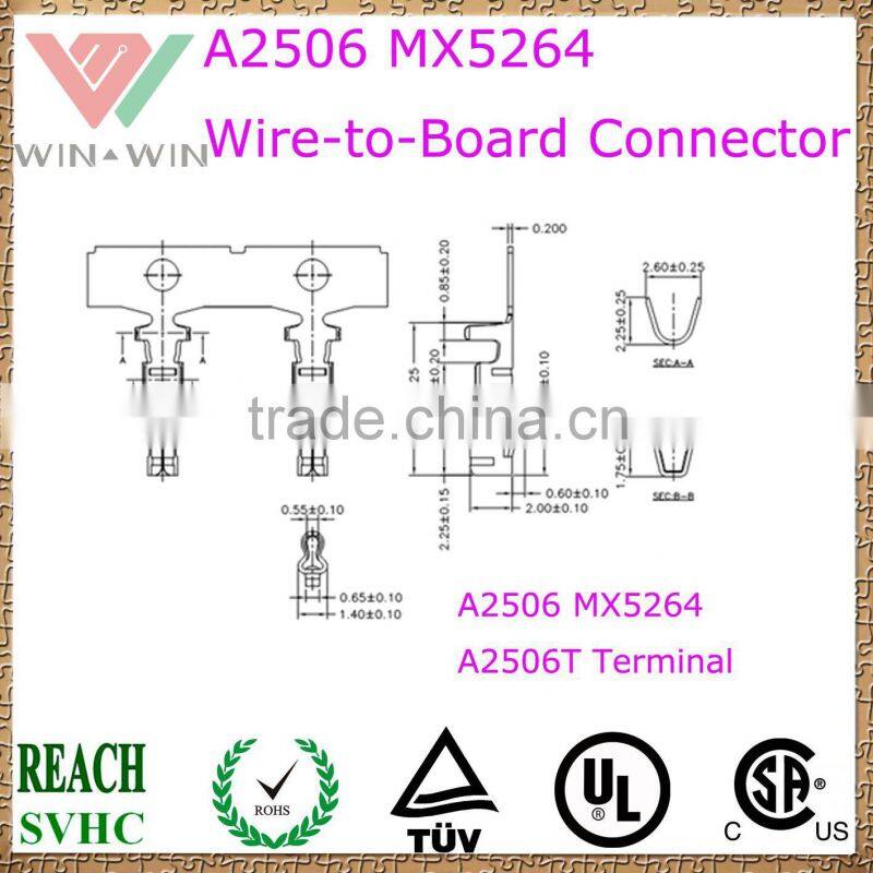 2.5mm Pitch A2506 MX5264 Electronic Wire to Board Connector