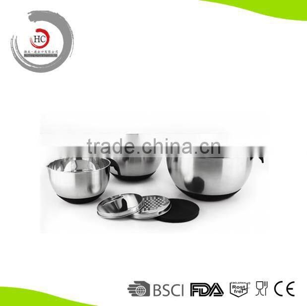 Stainless steel mixing bowl set of 3 with spout