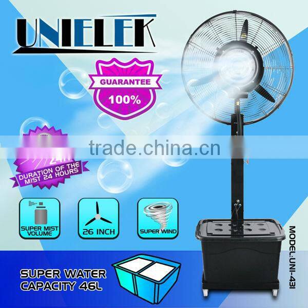 2015 new on sale now electric fans with spray water mist standing fan