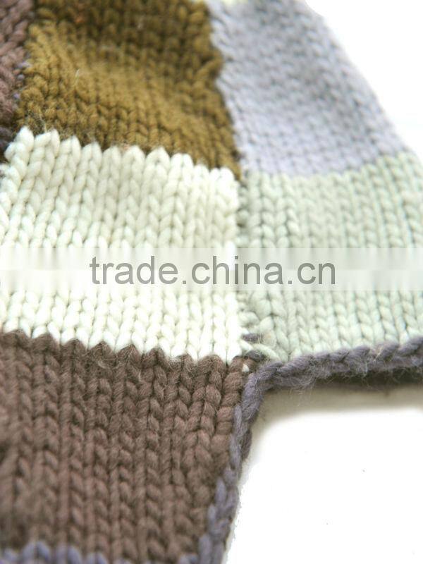 acrylic cheap earflap hat with braid and top tassel