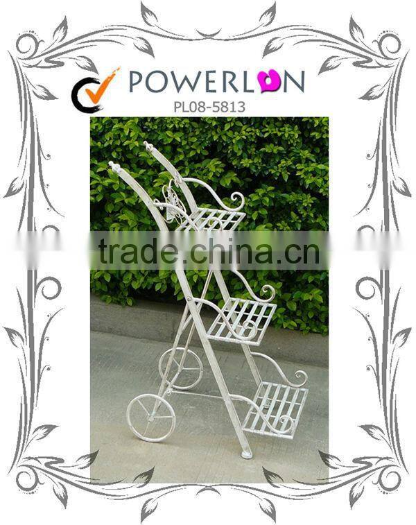 Sale Antique High Quality Wrough Iron Elegant 3 Tier Metal Plant Stand Garden Ornament For Decking I23M TS05 X00 PL08-5811