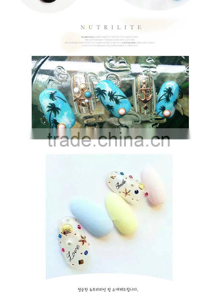 2016 most popular summer sea series metal nail parts, gold silver starfish 3D nail art decoration