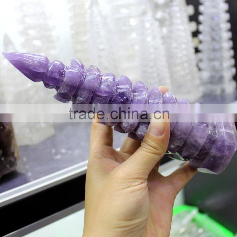 hand carved natural rock amethyst crystal towers
