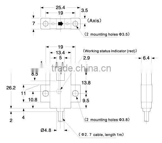 U photoelectric Sensor, Bubble Detection, Position Detection, FC-SPX306 series 2M 4-Wire PUR cable, NPN/PNP Offered.