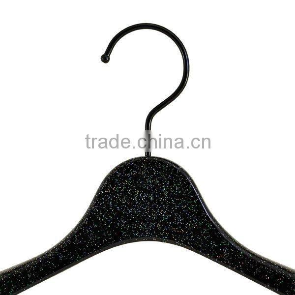 Black Plastic Hanger with Sparkling Foil Paint for Clothing Manufacturer