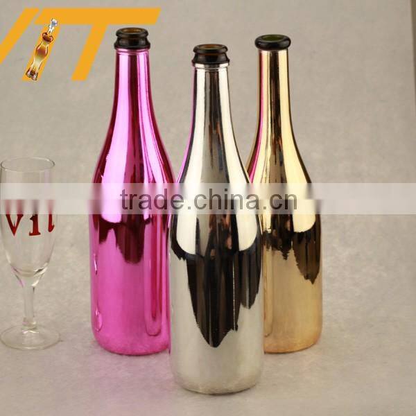Professional custom made 750ml champagne bottles colour glass bottles and bottle manufacturer
