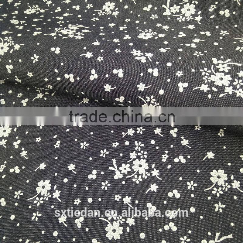 Eco-friendly discharge print denim fabric for shirts