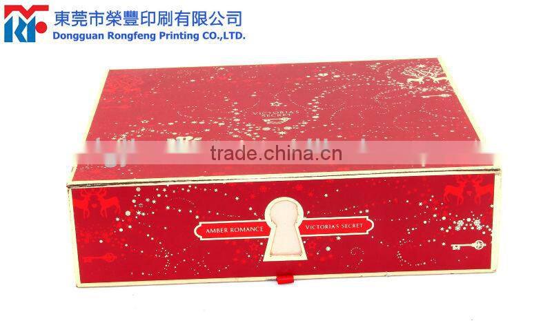 Red color hot stamping cosmetic gift box