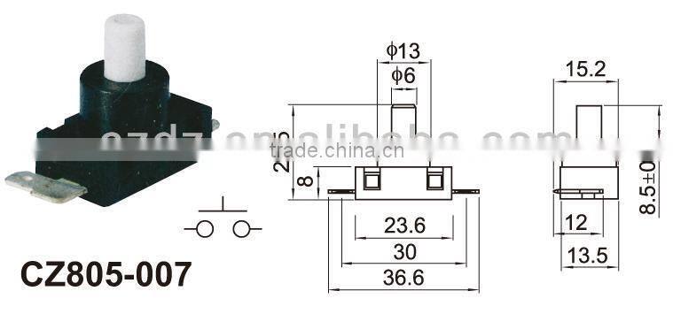 Thermostat switch2A 250VAC push for desk lamp,Latching OFF-ON N / O Push Button Switches