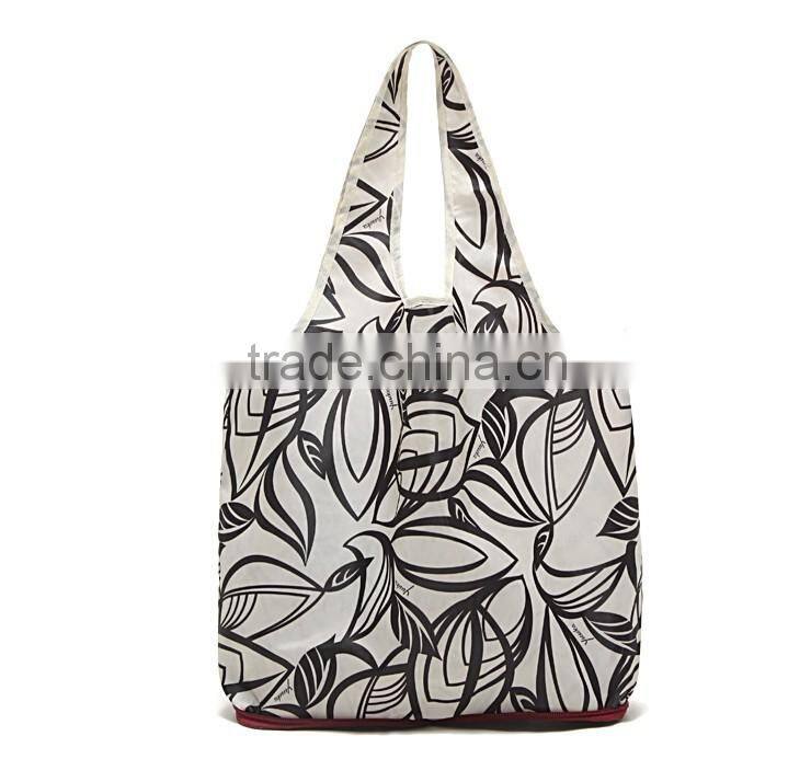 new fashion foldable tote bag printede nylon shopping bag