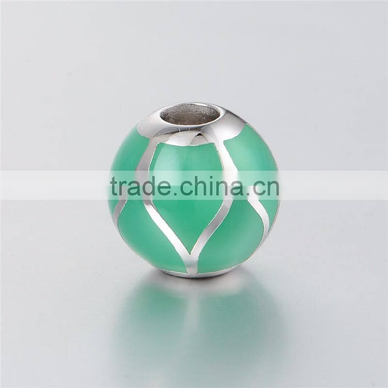 2016 Simple Design Green Color Enamel Jewelry Charm Beads