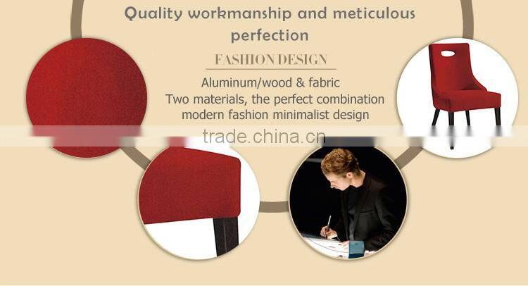 Wholesale luxury wood look legs dining chair modern with red fabric