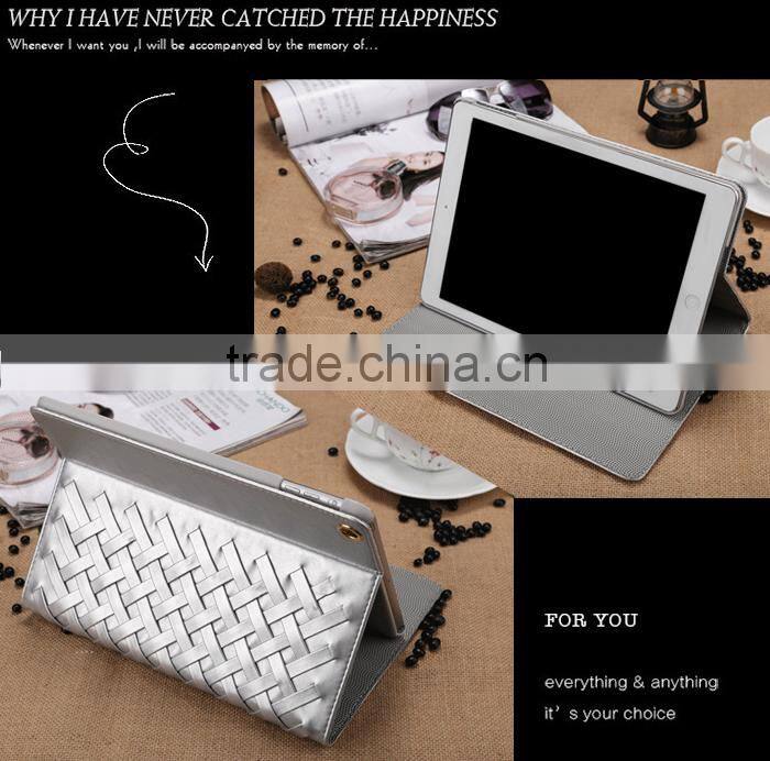 Hot For iPAD Air 2 Case Leather Cover Case Wallet Grid Texture Skin Case With Stand