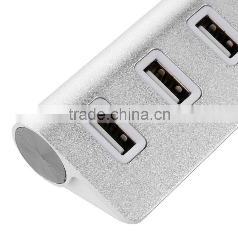 Multi 4 port Aluminum man usb 2.0 hub from China suppliers with Blue LED indicator lights