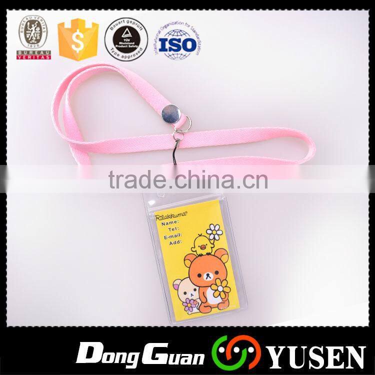 Cheap price high quality fashion hot selling pink lanyard with metal hook