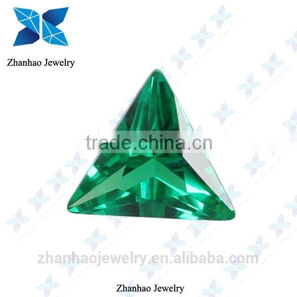 Green triangle natural glowing stone for jewelry making