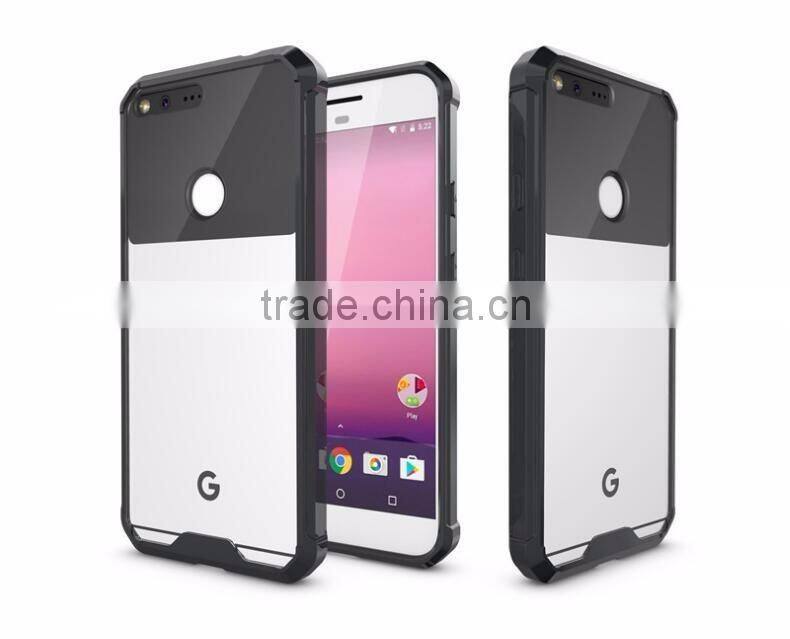 Wholesale Cheap Price Transparent 2 in 1 TPU Bumper + Hard Plastic Hybrid Back Cover Acrylic Clear Case For Google Pixel XL