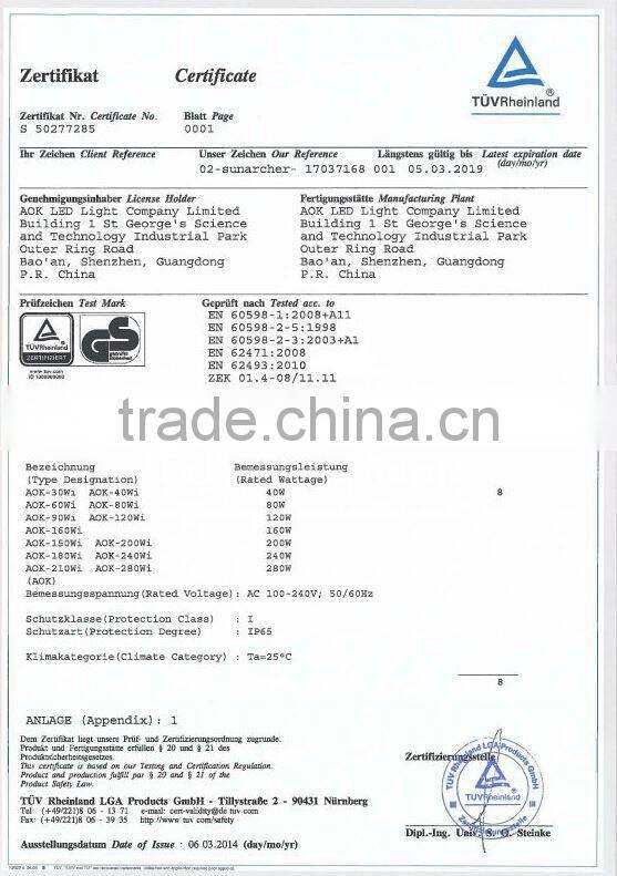 CB UL TUV GS Approval LED Low Bay Light With 5 Years Warranty
