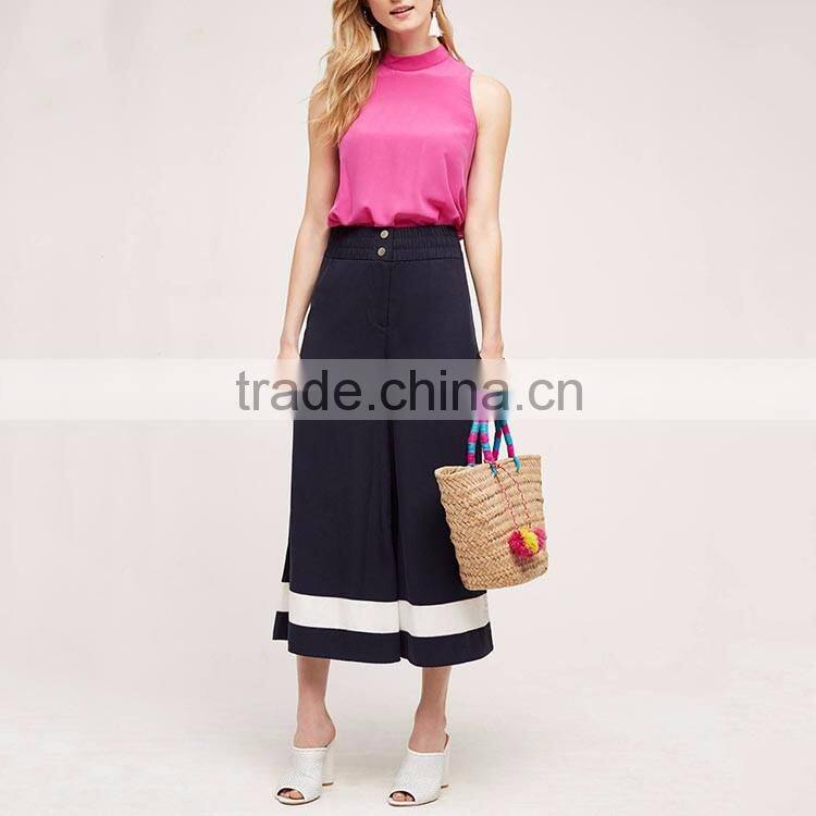 Fashion white black working office lady culotte wide leg pants woman