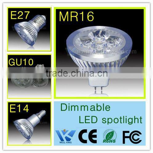 high quality UL CE RoHS FCC 3w 5w 6w E12 E14 E26 4w e27 led spot light