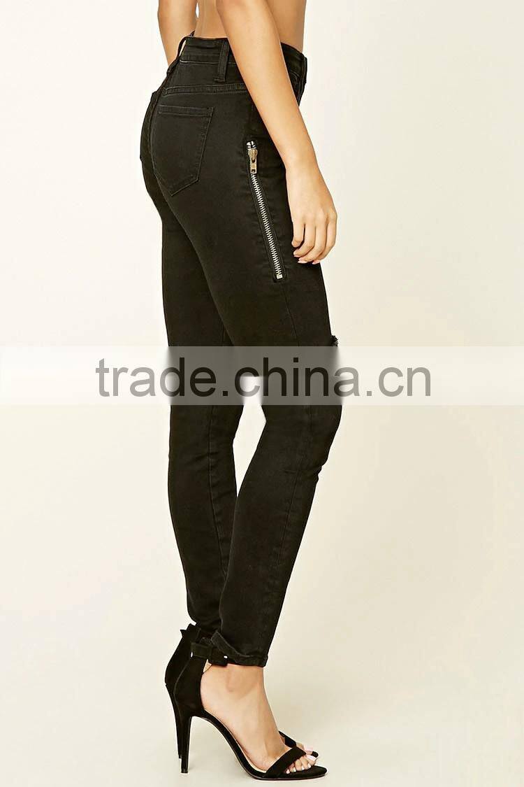 Distressed Skinny Bulk Wholesale Jeans Zip Jeans