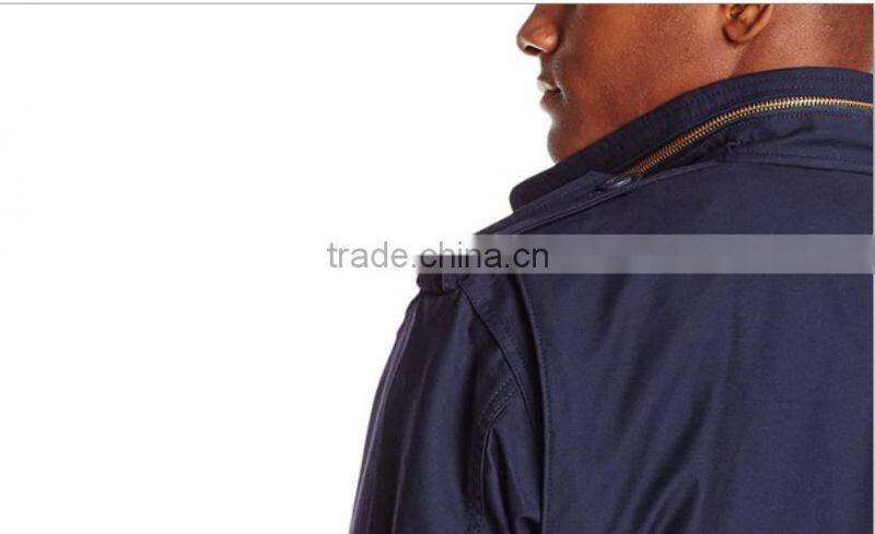 Custom made 50% cotton 50% nylon plain italy M65 Men navy blue hoodie fieded jacket