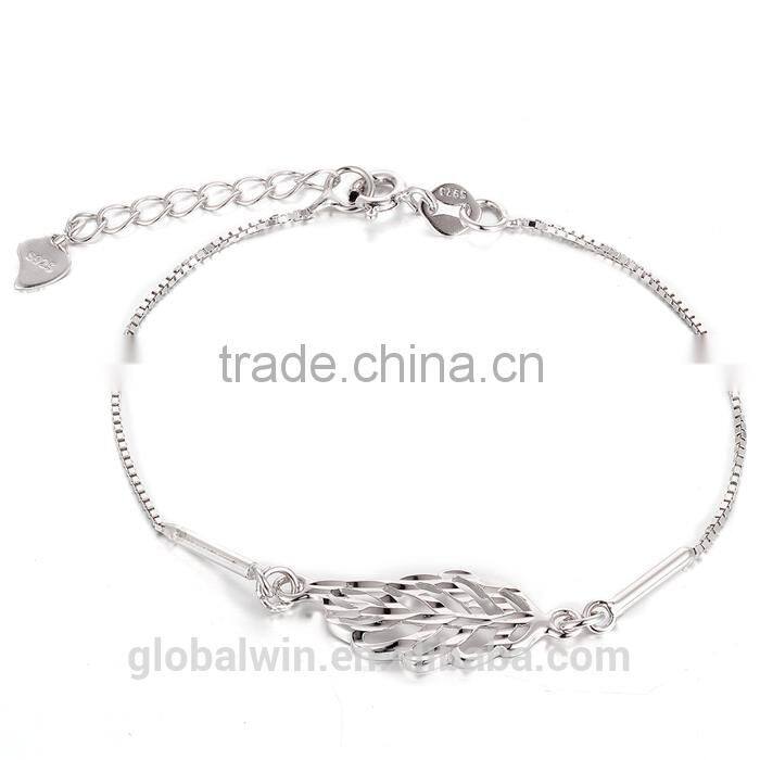 2015 Leaf Chain Bracelets Silver Luxury Austrian Crystal Bracelet For Women Wedding Jewelry