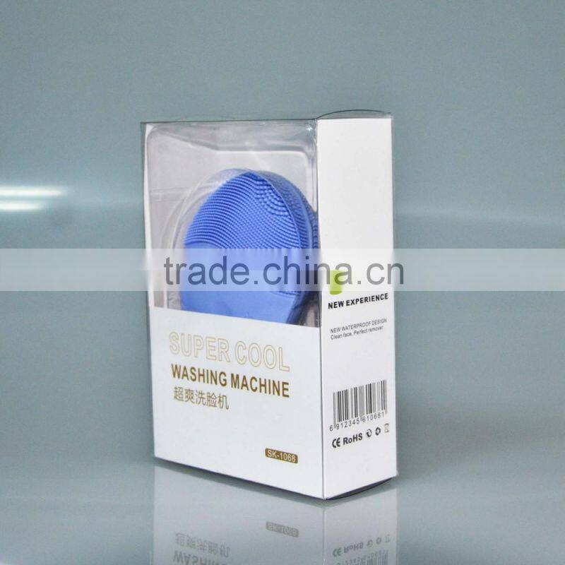 Handheld girl use facial cleansing brush blackhead extractor exfoliating scrub