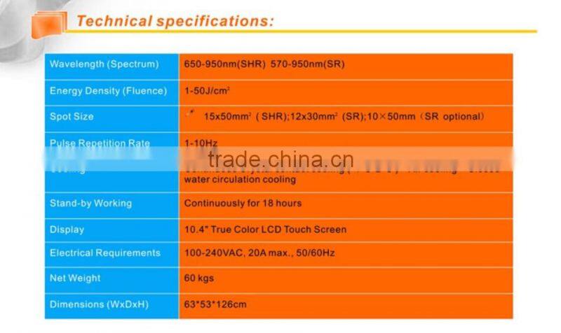 Professional CE approved ipl and skin rejuvenation hair removal beauty equipment