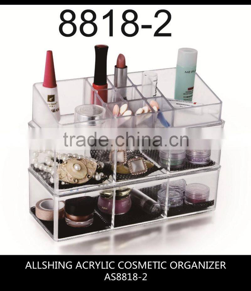 Wholesale Facotry Price 2-Tier Acrylic Cosmetic and Makeup Storage Case Organizer for acrylic drawer storage organizer