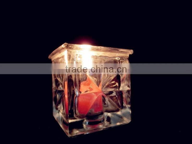 mini square shaped clear glass decorative candle holder