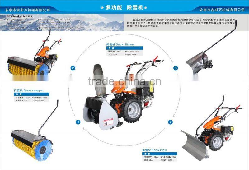 Hydraulic two wheel walking tractor with power sweeper