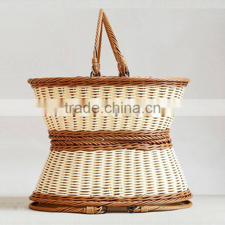 Food grade PE wicker hand basket outdoor picnic basket fruit basket wholesale