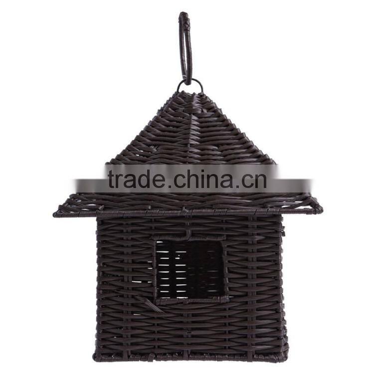 New resin wicker woven mini hanging style cheap wholesale bird houses