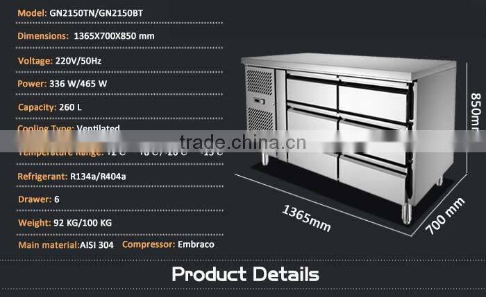 work table with drawers/refrigerated working table/refrigeration pizza working table