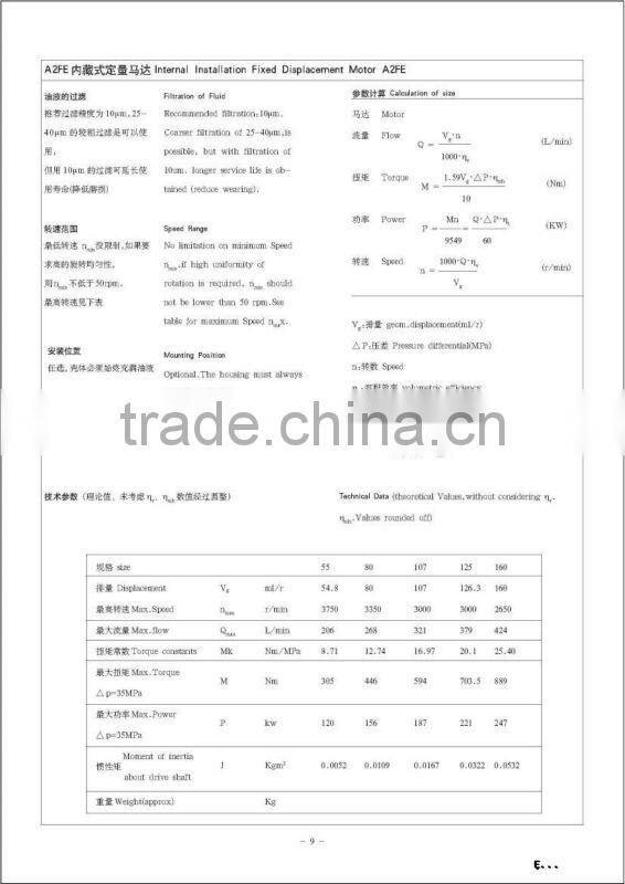 rexroth series axial piston motor rexroth hydraulic a2fe
