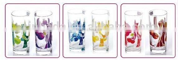 Drinking water glass with heat transfer designs