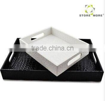 Catch-all Faux Leather Desk File Organizer Tray Set