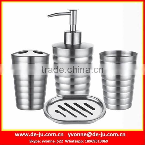 Stainless 4Pcs Bathroom Soap Dish Toothbrush Holder Set