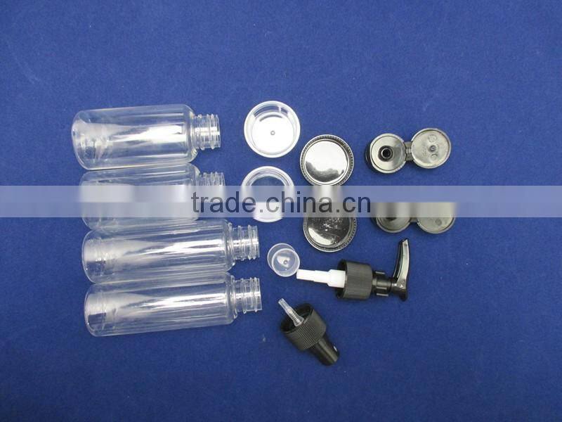 eco- friendly plastic transparent travel bottle sets for women travel bottle kit