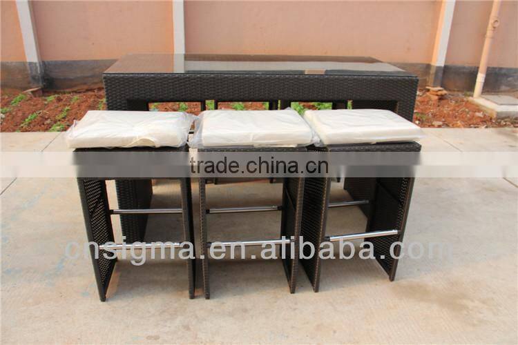 2016 Hot Sale Modern handweaved garden rattan resin wicker used bar furniture