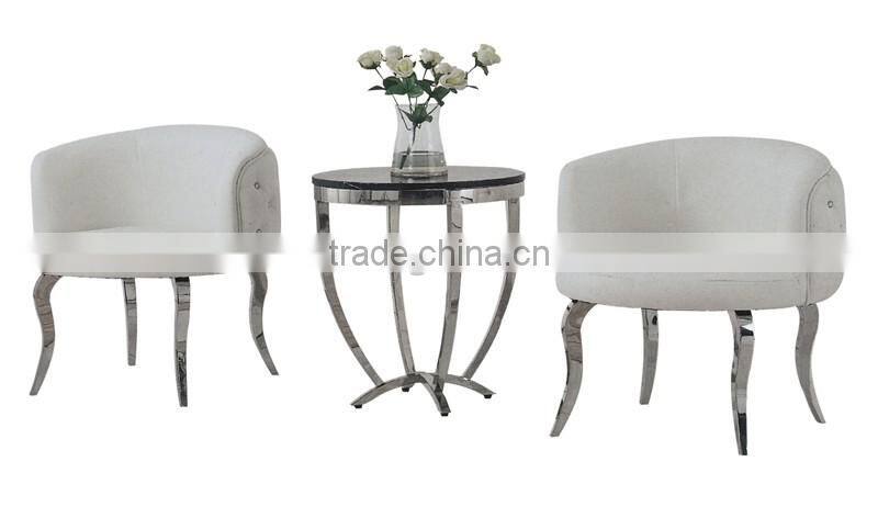 white PU mirror silver legs leisure chair