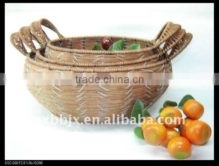 Round paper rope woven iron frame storage vietnam handicraft basket