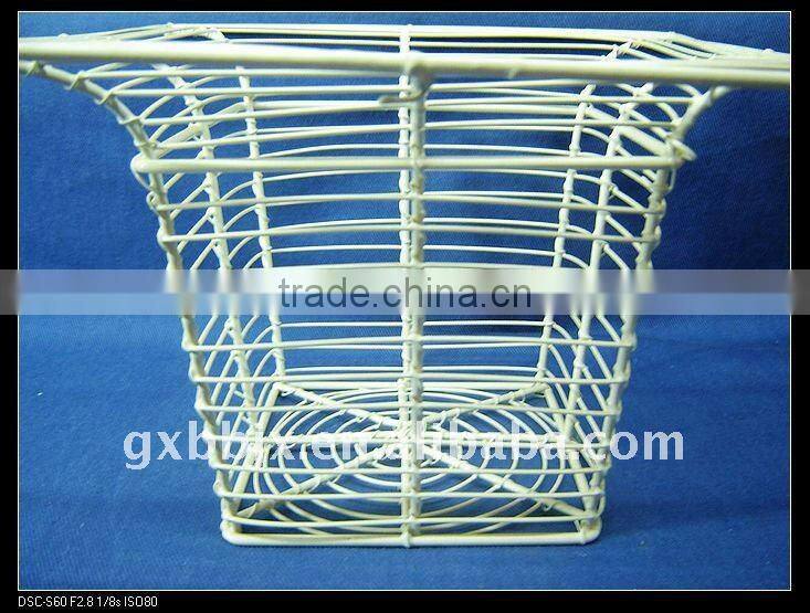 Square creamywhite wire storage basket