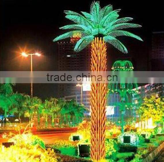 Home garden decorative 450cm Height outdoor artificial yellow flashing LED solar lighted up Moringaceae palm trees EDS06 1406